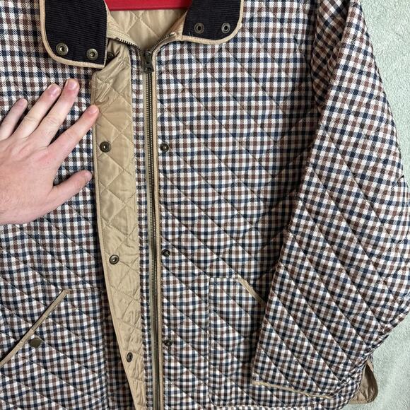 LANDS END Women Quilted Jacket 1X 16W-18W Corduroy Collar Equestrian + Gloves - Picture 7 of 14